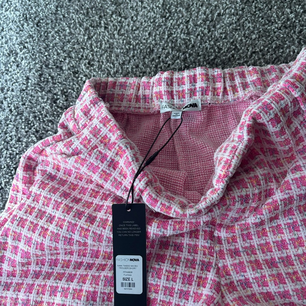 Fashion Nova Pink Tweed Shorts - Picture 3 of 3